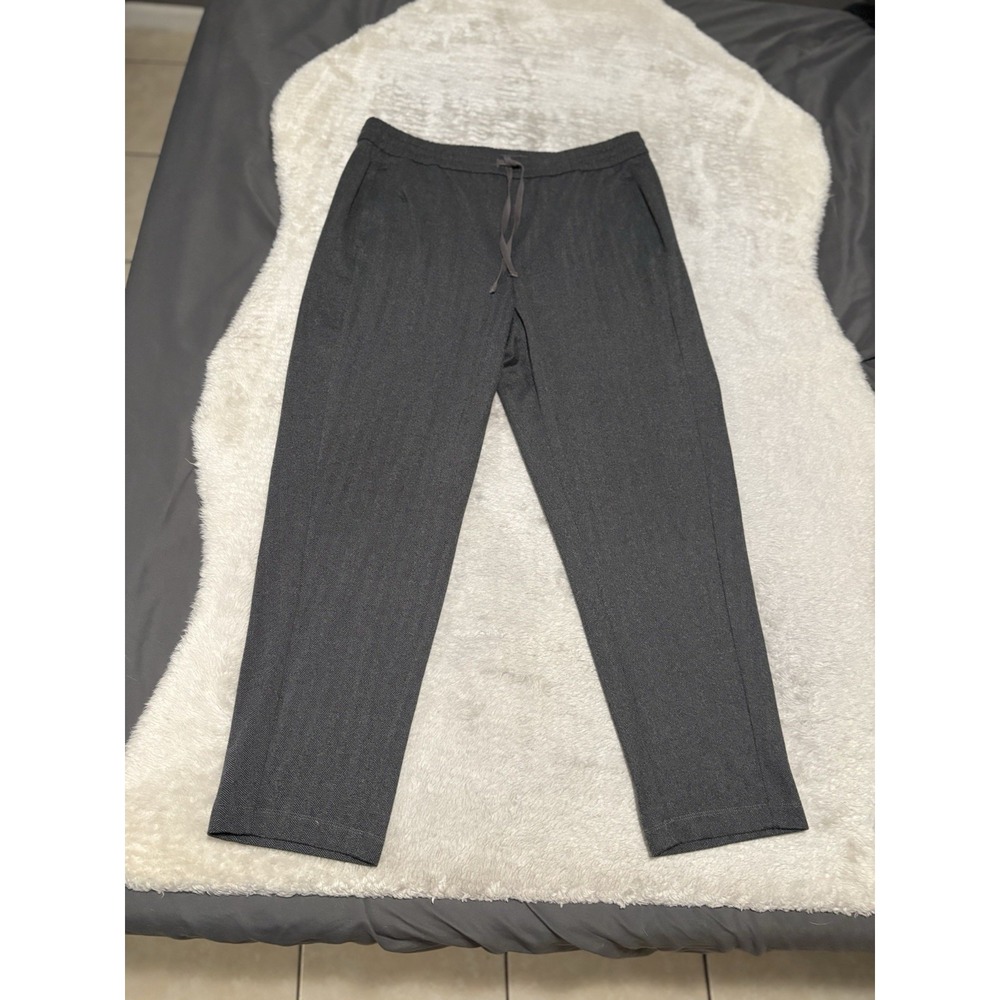 Eileen Fisher Pants Womens Medium Gray Herringbone Pull On Joggers Elastic Waist